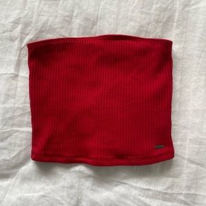 Hollister Red Ribbed Tube Top